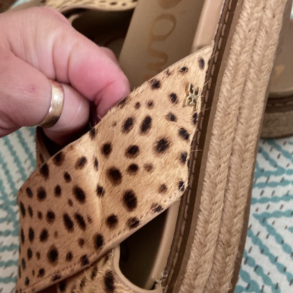 Sam Edelman Sandal womens size 8 Calf hair Korina Cheetah Platform espadrille - Picture 2 of 5